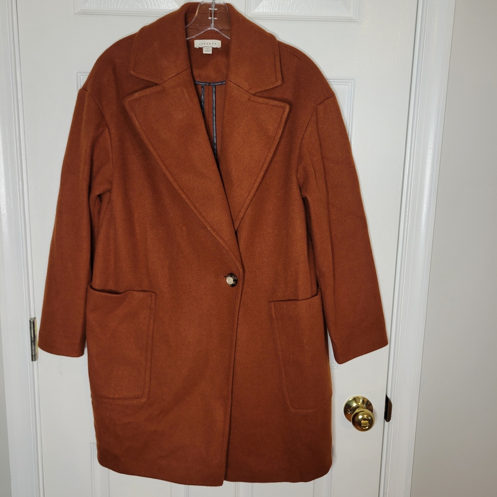 Topshop Women's Brown Pea Coat